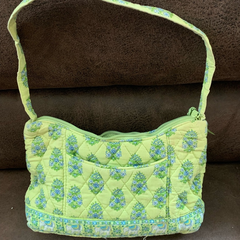 GUC Vera Bradley Small Green Floral Quilted Shoulder Bag